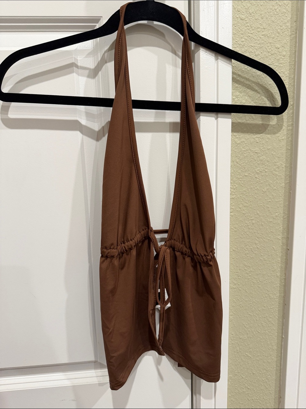 SHEIN Brown Halter Tie-Front Camisole